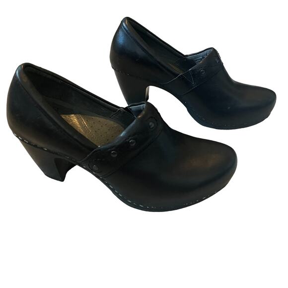 Dansko Black Heeled Clogs Size 36 - Picture 1 of 7